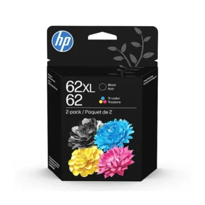 HP 62XL/62 Black High Yield and Tri-Color Standard Yield Ink Cartridge, 2/Pack (N9H67FN#140)