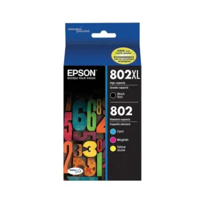 Epson T802XL/T802 Black High Yield and Cyan/Magenta/Yellow Standard Yield Ink Cartridge, 4/Pack  (T802XL- BCS)