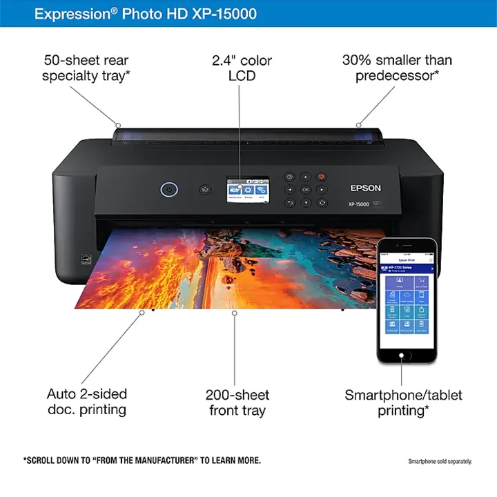 Epson Expression Photo XP-15000 Wireless Color Inkjet Printer, Single-Function, Print (9472517) - Image 4